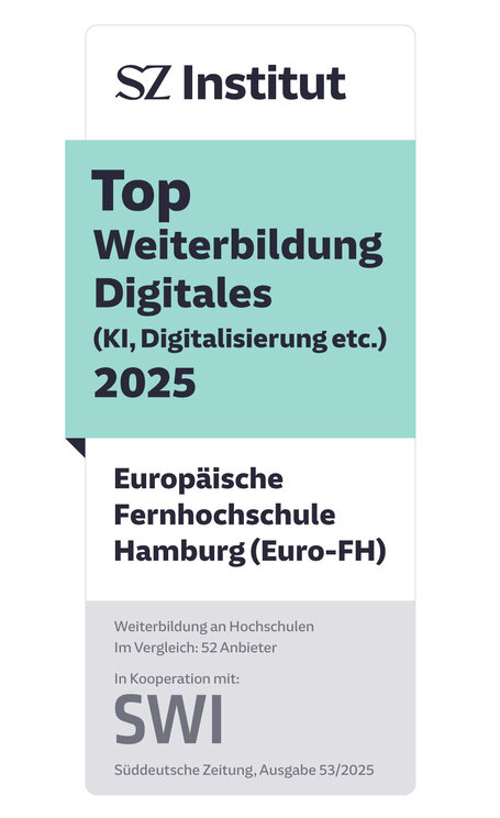 Süddeutsche Zeitung Siegel Top Weiterbildung Digitales 2025 Siegel "Top Weiterbildung Digitales 2025" der Süddeutschen Zeitung