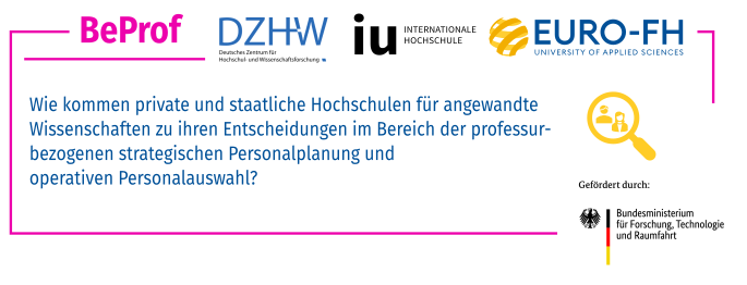 Infografik zum BeProf-Forschungsprojekt mit Logos der beteiligten Einrichtungen und Forschungsfrage